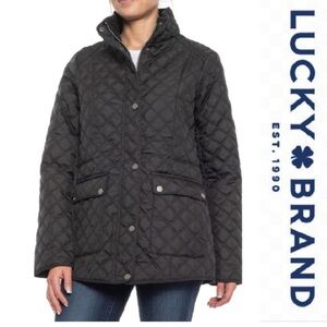 Lucky Brand Black Quilted Fall Coat Medium